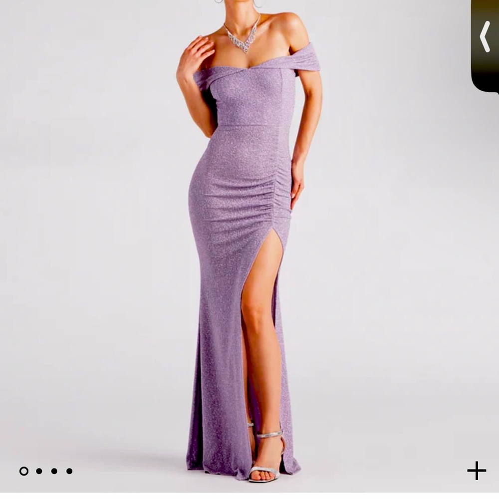 Windsor Lavender Off Shoulder Glitter Dress